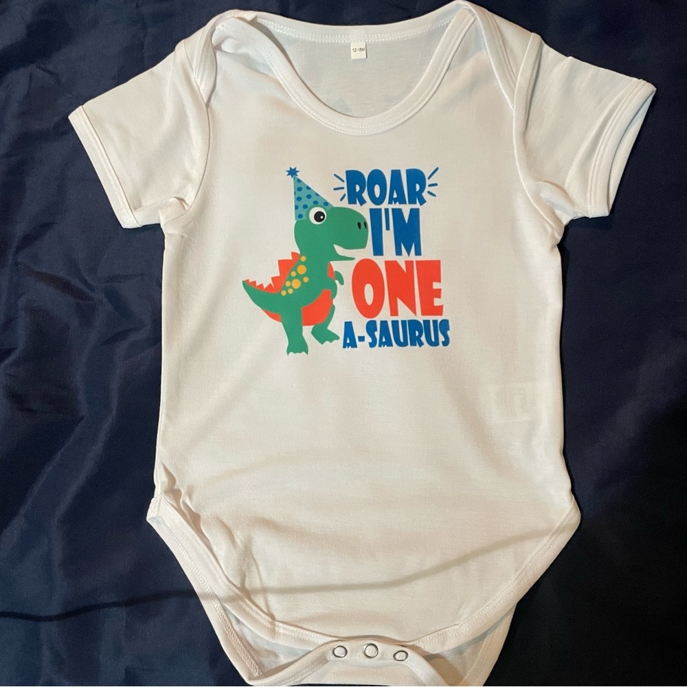 Made to order Roar I’m ONE a-saurus 1st birthday onesie
